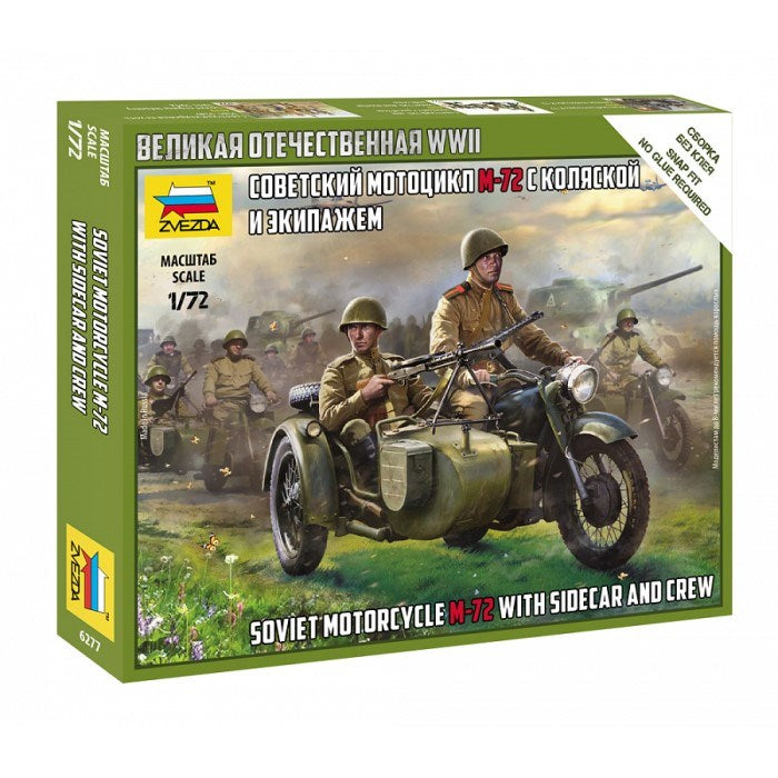 Zvezda 6277 1/72 M-72 Soviet Motorcycle w/Sidecar and Crew - Hobby City NZ