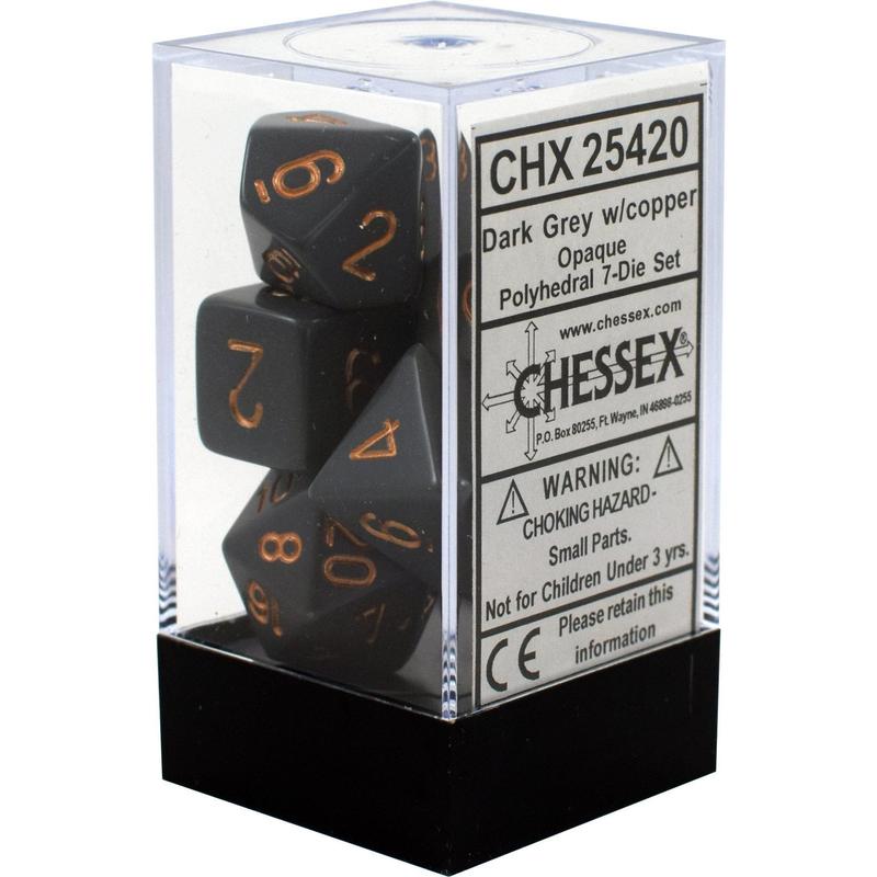 Chessex Opaque Polyhedral Dark Grey/copper 7-Die Set