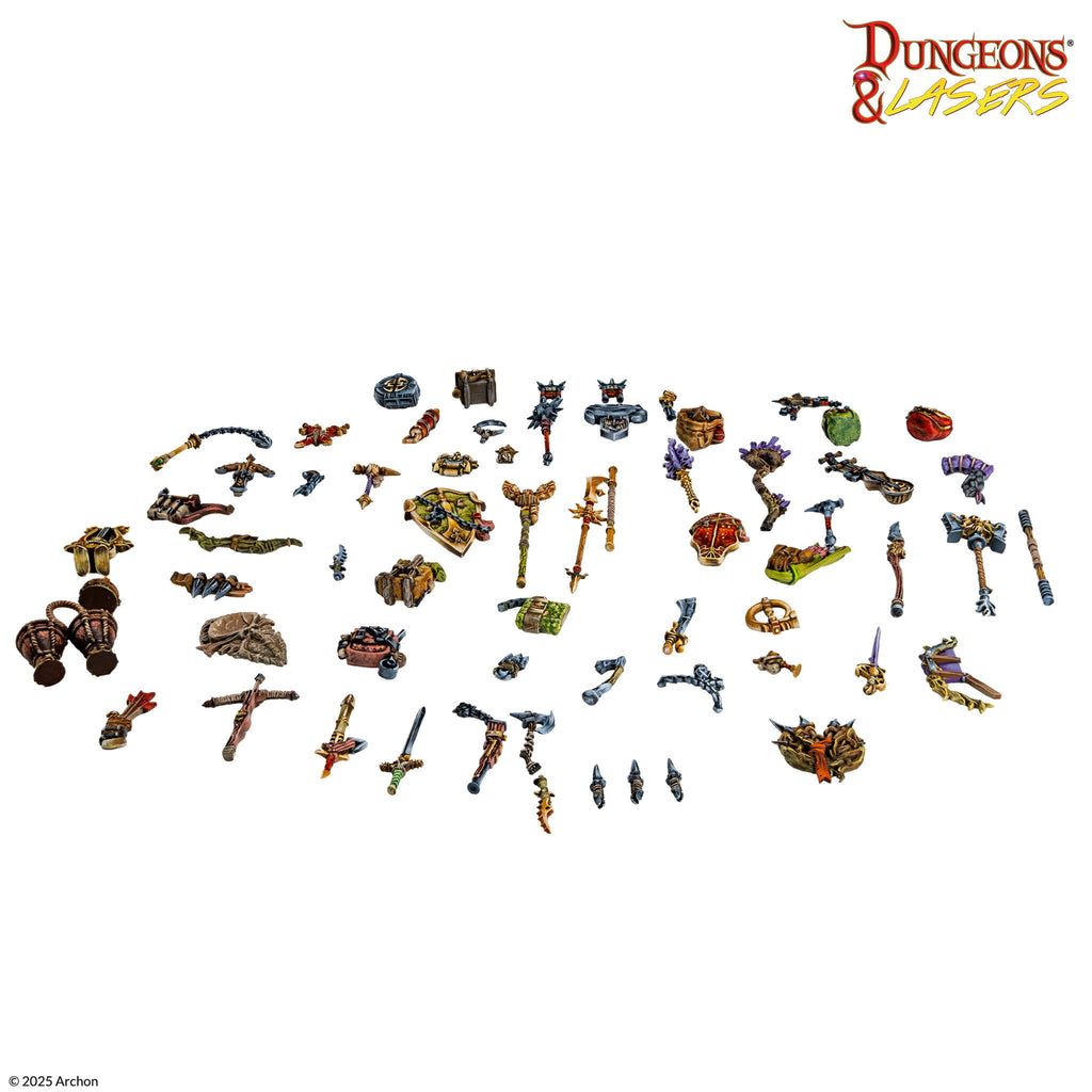 Archon Studio DNL0107 Dungeons & Lasers Miniatures Adventurers Gear Set
