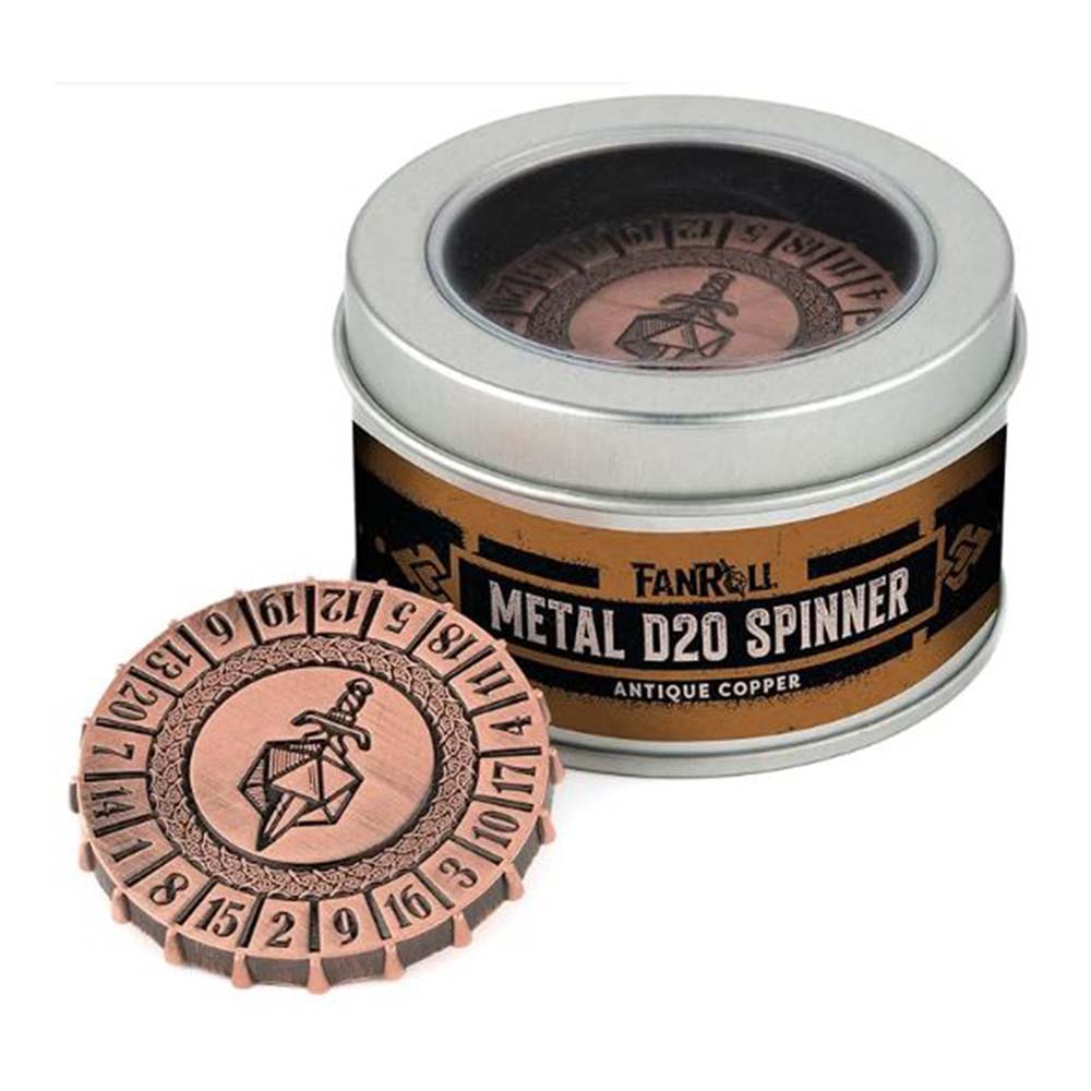 MDG Metal d20 Spinner: Antique Copper