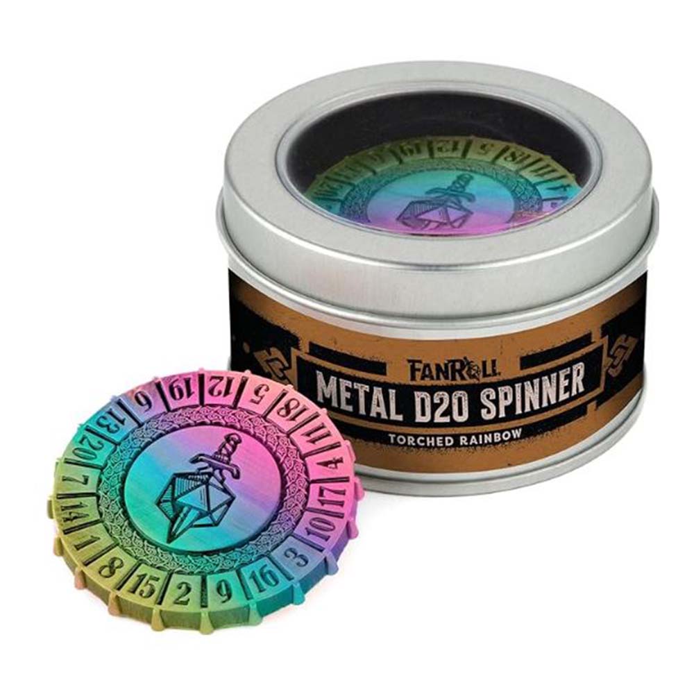 MDG Metal d20 Spinner: Torched Rainbow