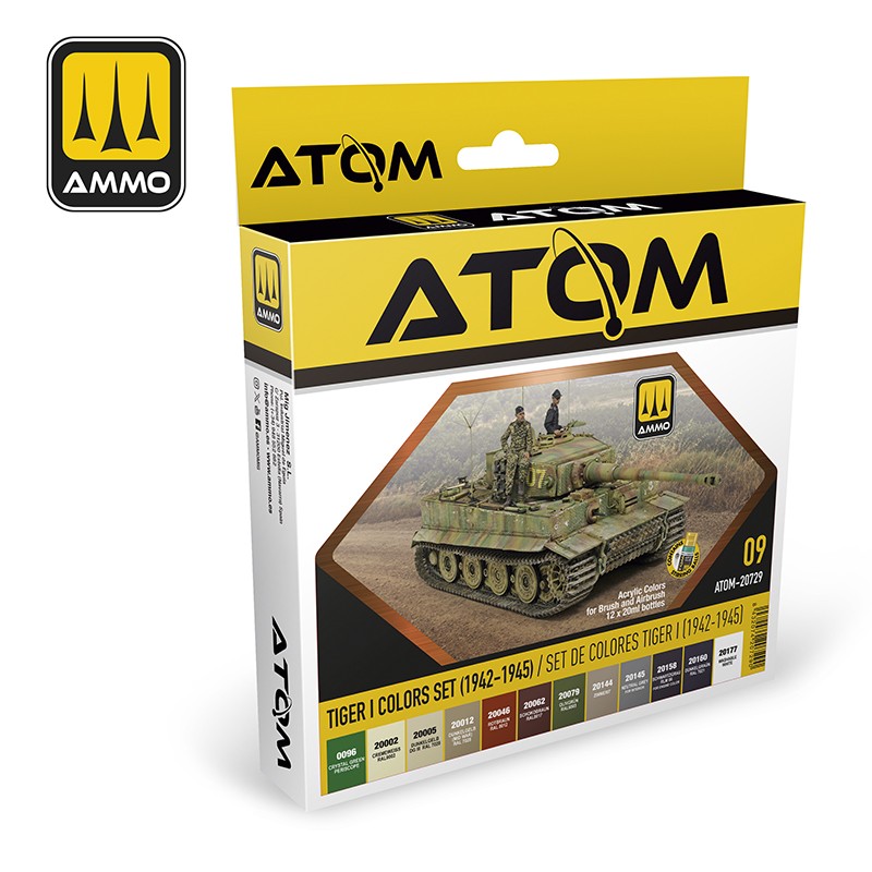 AMMO by Mig Jimenez ATOM-20729 ATOM Tiger I Colors (1942-1945) Set (9158272483565)