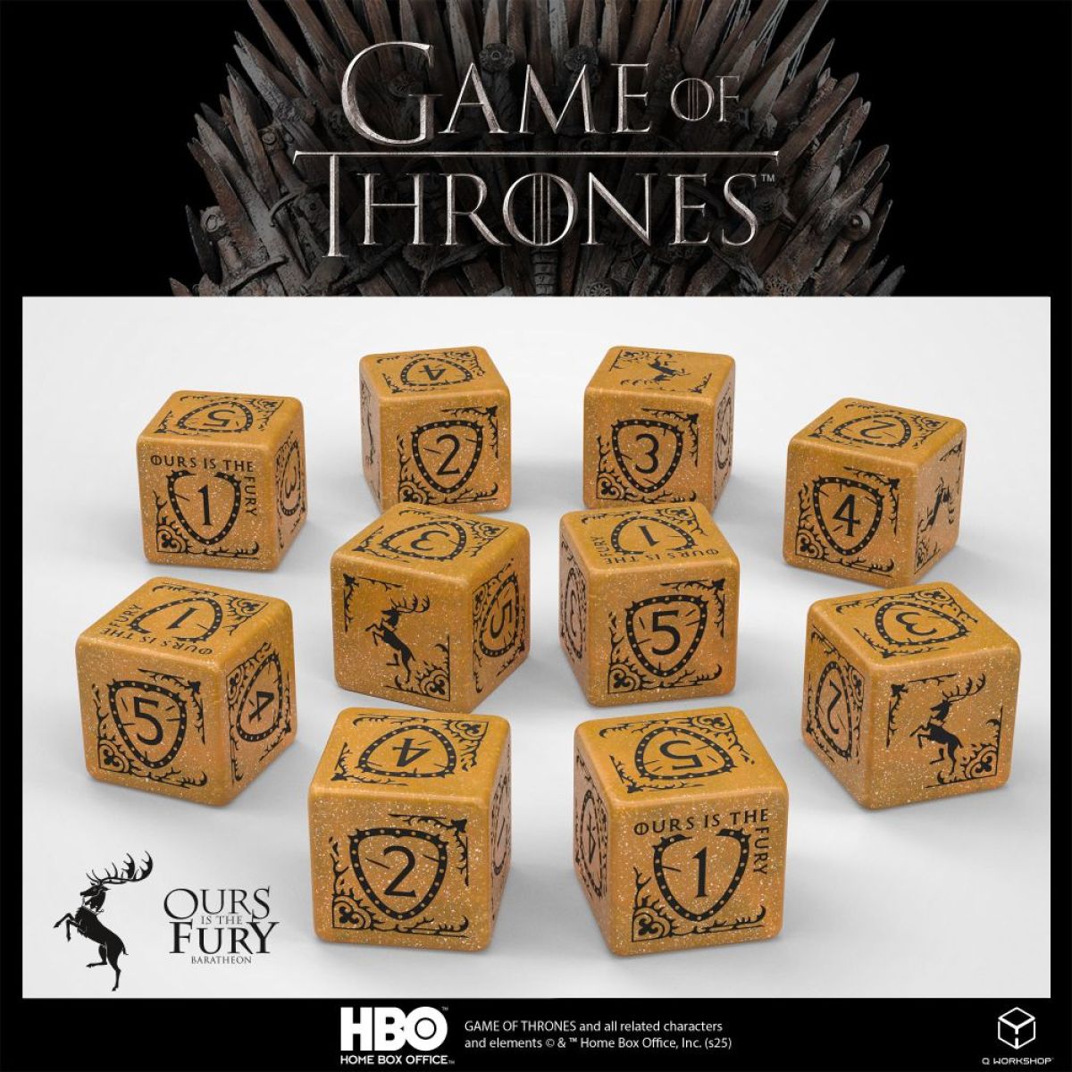 Q Workshop GOT/00190166/2025/4/B Game of Thrones Dice Set: Baratheon (10 x D6) (9250515648749)