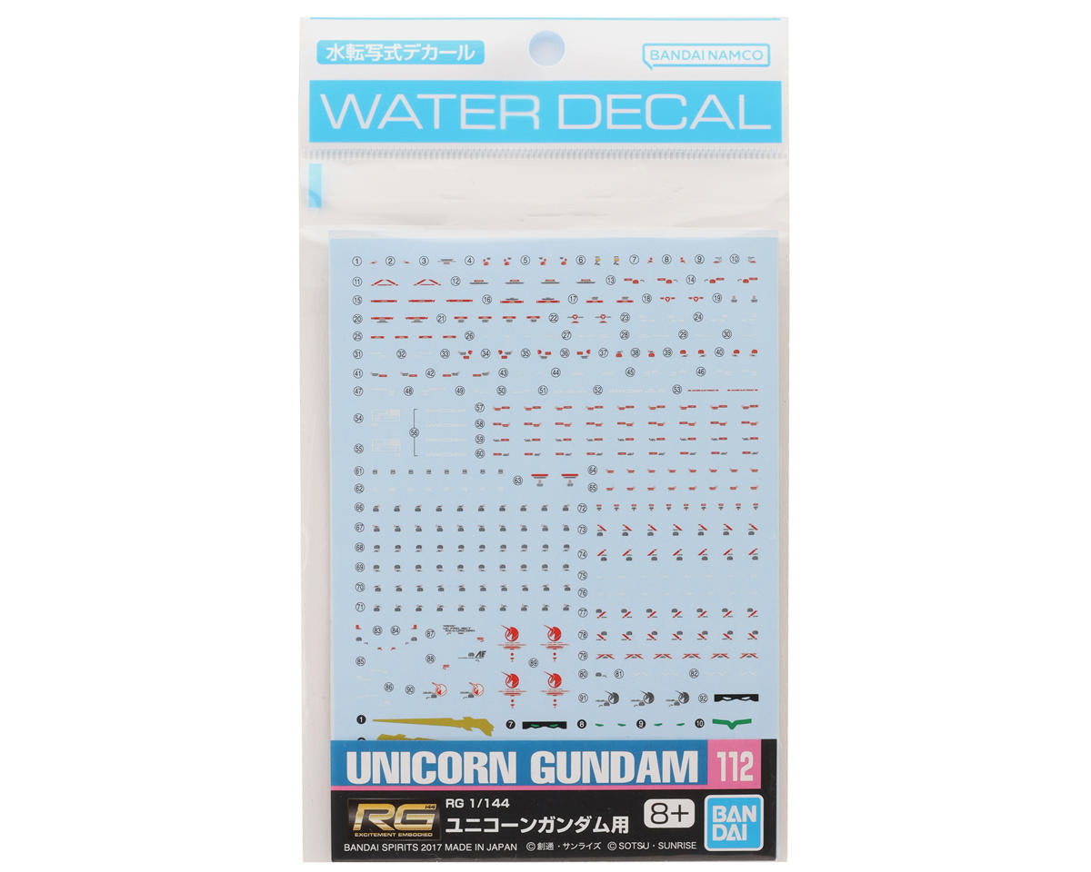 Bandai RG GD-112 1/144 Unicorn Gundam Gundam UC Waterslide Decals - BAS2407623