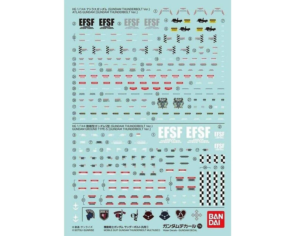 Bandai GD-114 Gundam Thunderbolt Multiuse Waterslide Decals - BAS2407625