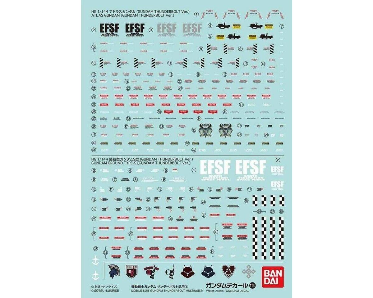 Bandai GD-114 Gundam Thunderbolt Multiuse Waterslide Decals - BAS2407625