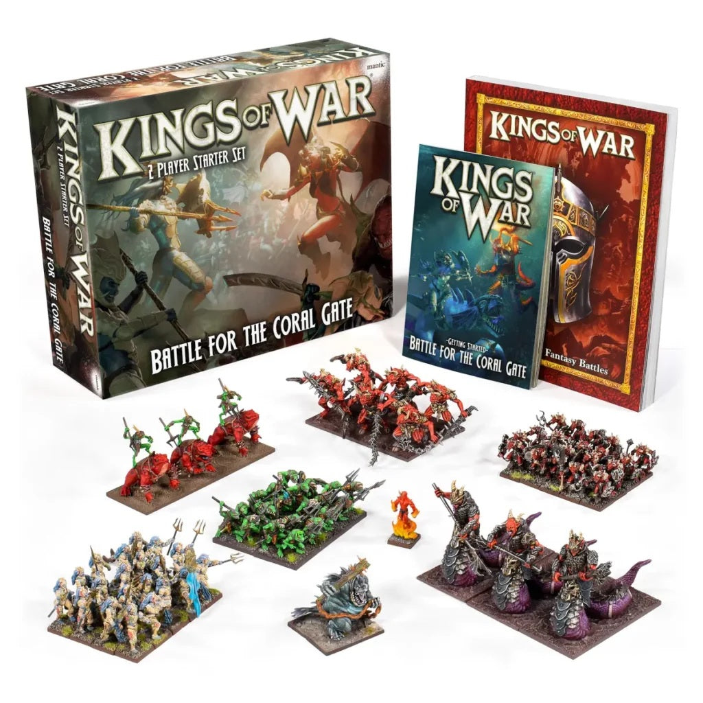 Mantic Games MGKWM127 Kings of War 2 Player Starter Set Battle For The Coral Gate