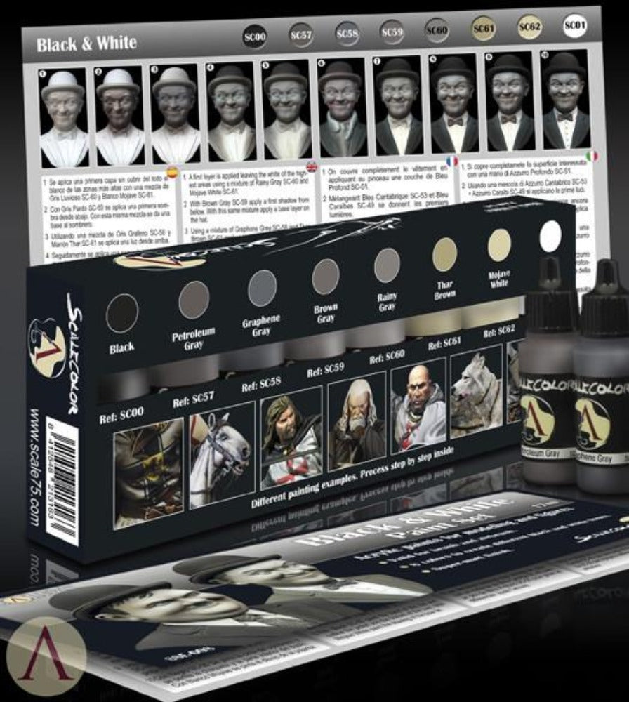 Scale 75 Scalecolor Black and White Paint Set (3)