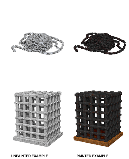 WizKids 73419 Deep Cuts Unpainted Miniatures: Cage & Chains (9003794661613)