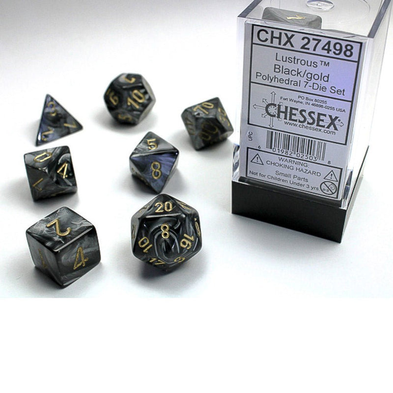 Chessex Lustrous Black w/gold Classic Polyhedral