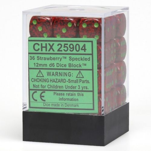 Chessex Speckled 12mm d6 Strawberry Dice Block (36 dice)