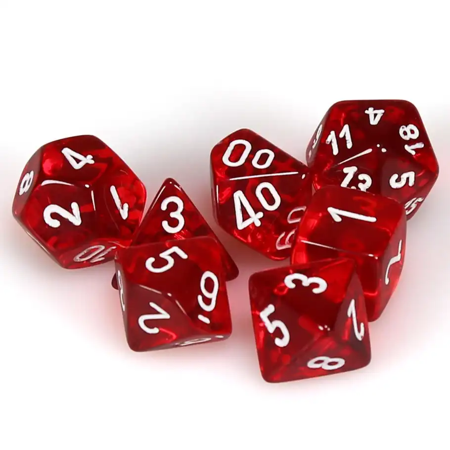 Chessex Translucent Polyhedral Red/white 7-Die Set