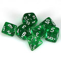 Chessex Translucent Polyhedral Green/white 7-Die Set