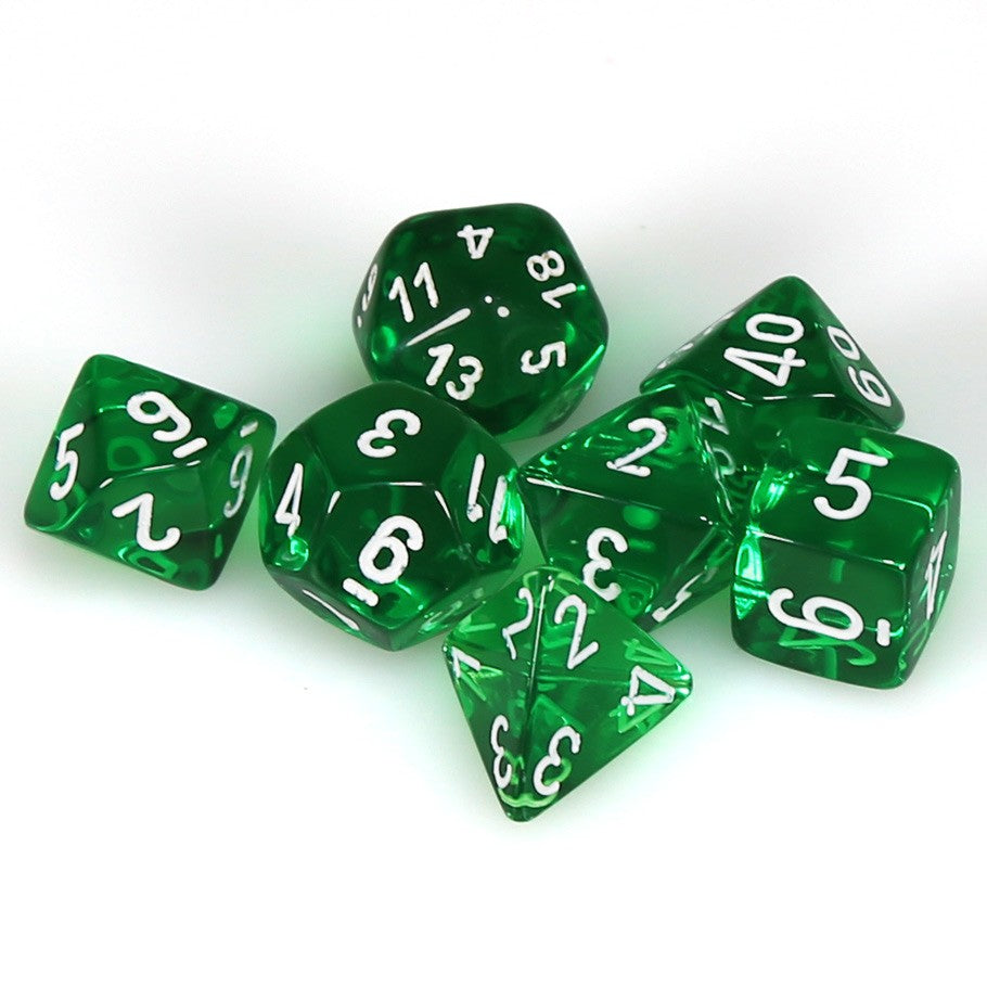 Chessex Translucent Polyhedral Green/white 7-Die Set