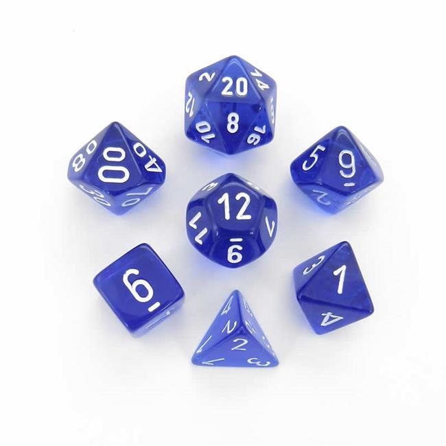 Chessex Translucent Polyhedral Blue/white 7-Die Set