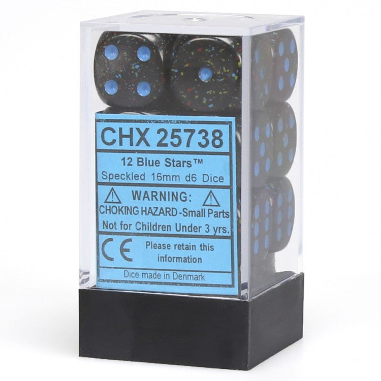 Chessex Speckled 16mm d6 Blue Stars Dice Block (12 dice)