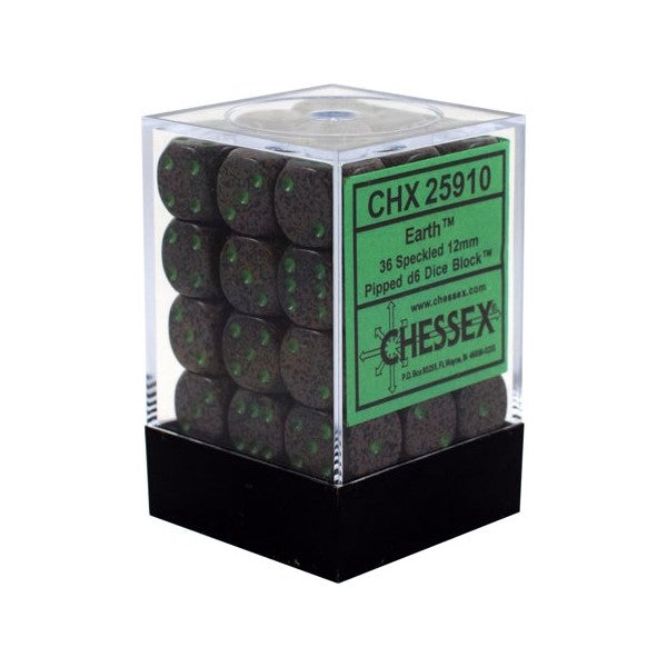 Chessex Speckled 12mm d6 Earth Dice Block (36 dice)