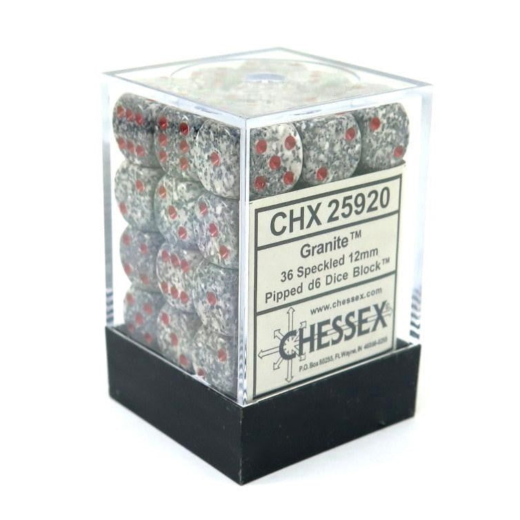 Chessex Speckled 12mm d6 Granite Dice Block (36 dice)