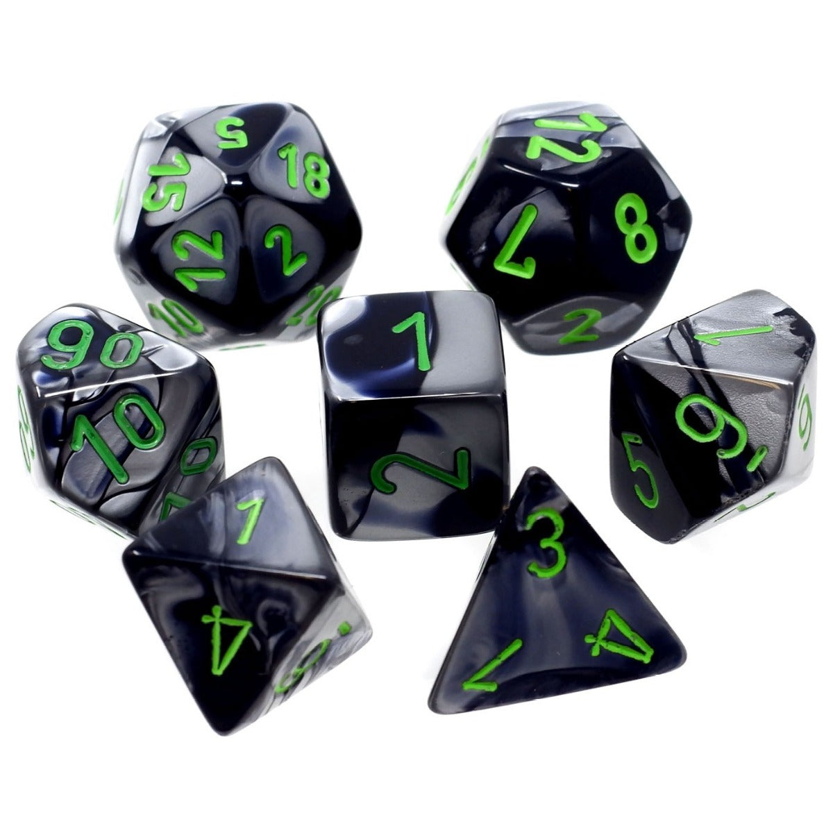 Chessex Gemini Polyhedral Black-Grey/green 7-Die Set