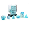 Chessex Gemini Polyhedral Pearl Turquoise-White/blue Luminary