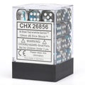 Chessex Gemini 12mm d6 Steel-Teal/white Dice Block (36 dice)