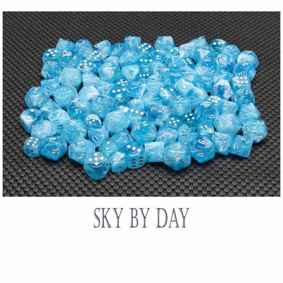 Chessex Luminary 12mm d6 Sky/silver Dice Block (36 dice)