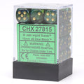 Chessex Scarab 12mm d6 Jade/gold Dice Block (36 dice)