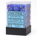 Chessex Vortex 12mm d6 Blue/gold Dice Block (36 dice)