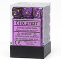 Chessex Vortex 12mm d6 Purple/gold Dice Block (36 dice)
