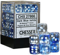 Chessex Nebula 12mm d6 Dark Blue/white Dice Block (36 dice)