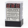 Chessex Velvet 12mm d6 Black/red Dice Block (36 dice)