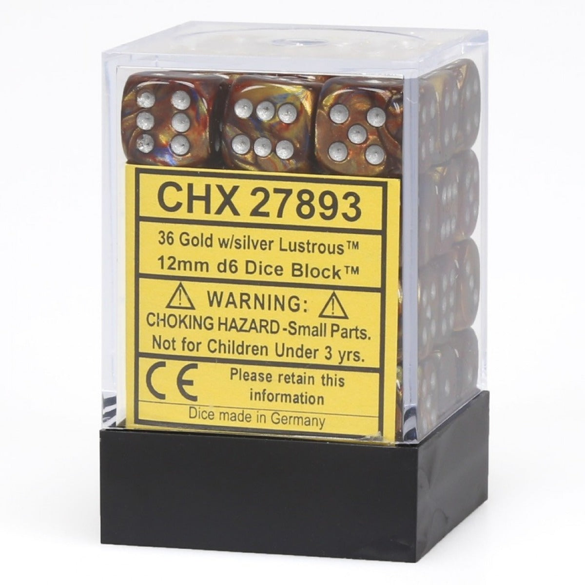 Chessex Lustrous 12mm d6 Gold/silver Dice Block (36 dice)