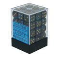 Chessex Lustrous 12mm d6 Shadow/gold Dice Block (36 dice)