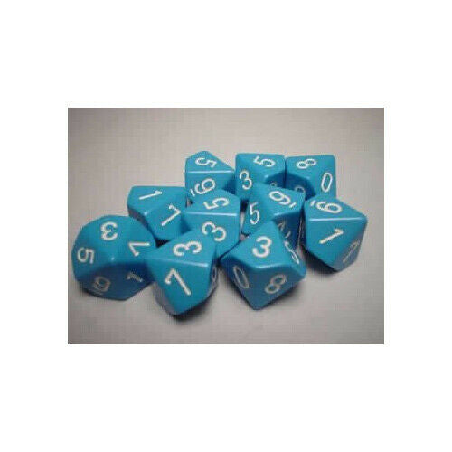 Chessex Opaque Light Blue/white Set of Ten d10s