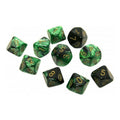 Chessex Gemini Black-Green/gold Set of Ten d10s