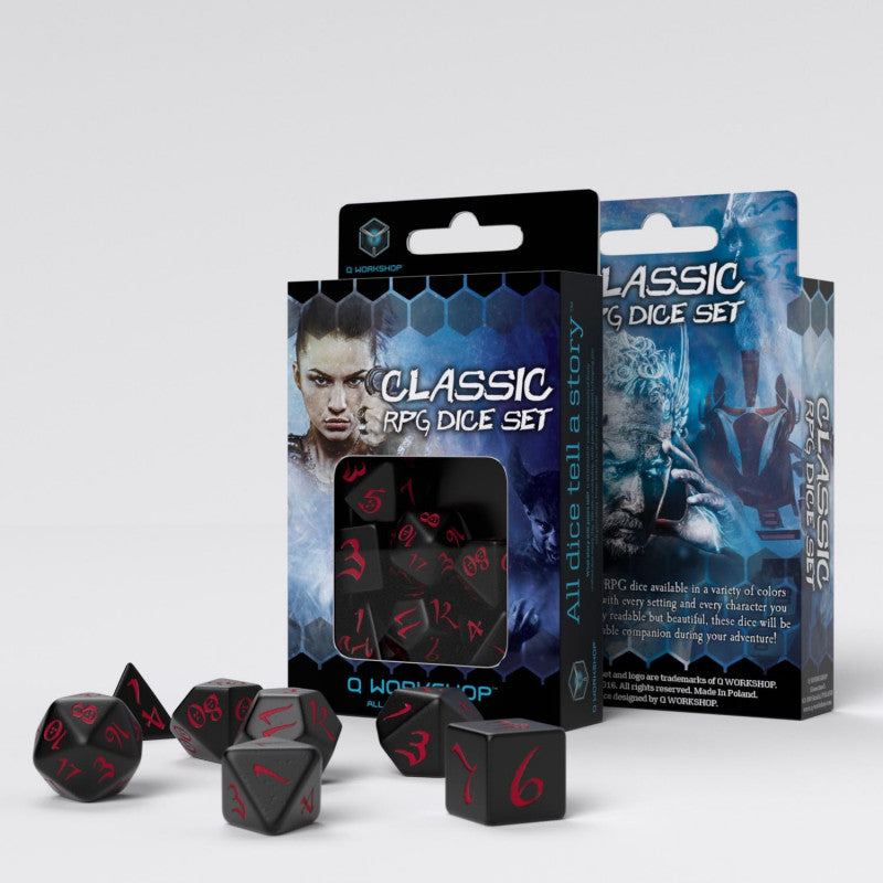 Q Workshop Classic RPG Black & red Dice Set