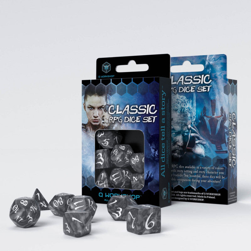 Q Workshop Classic RPG Smoky & white Dice Set