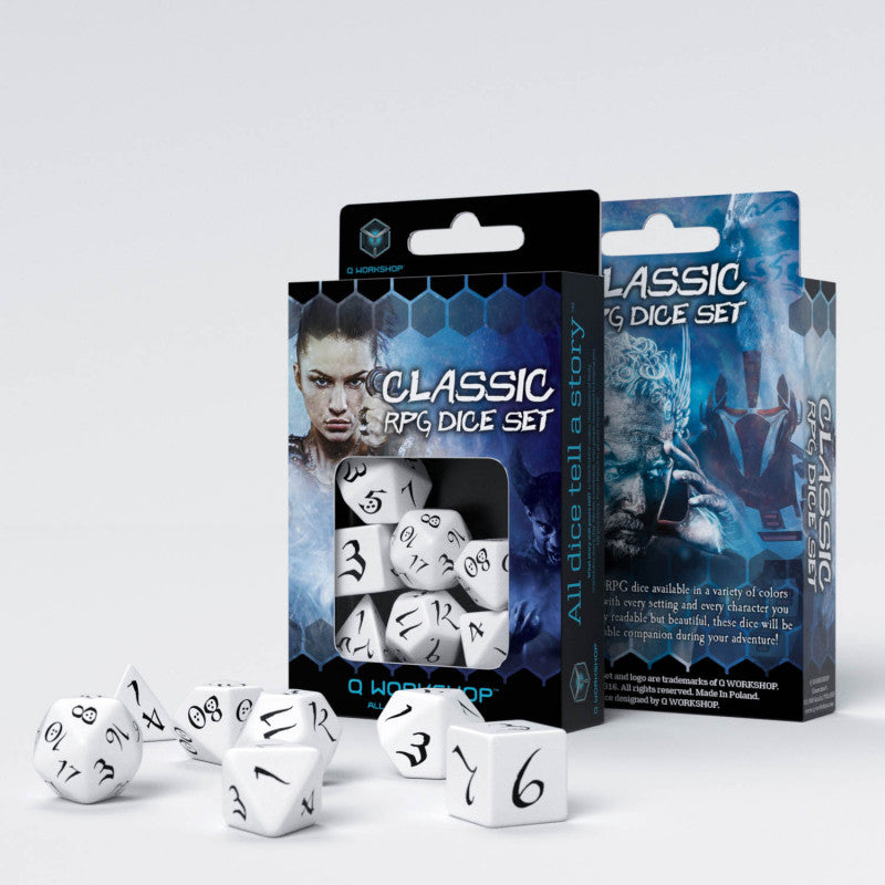 Q Workshop Classic RPG White & black Dice Set