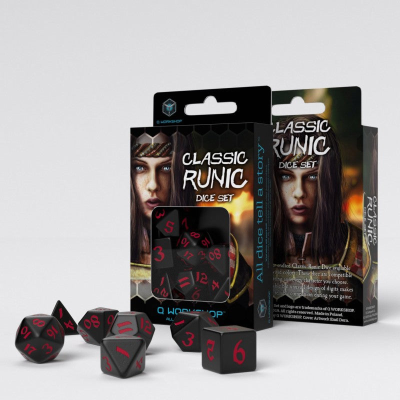 Q Workshop Classic Runic Black & red Dice Set