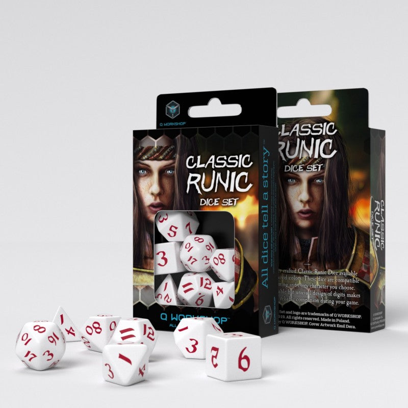 Q Workshop Classic Runic White & red Dice Set
