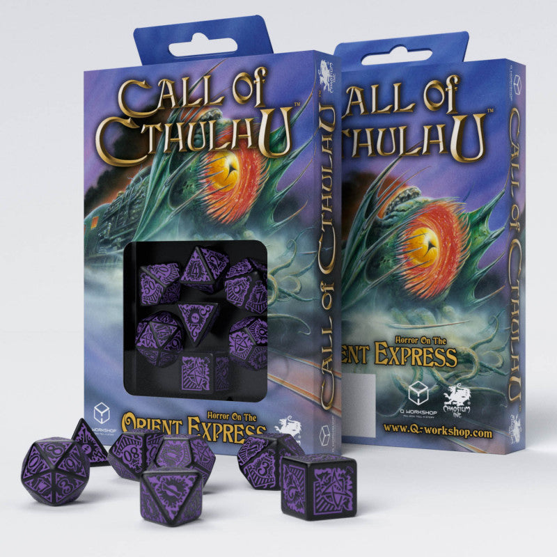 Q Workshop COC Horror on the Orient Express Black & purple Dice Set