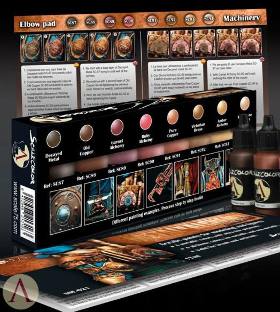 Scale 75 Scalecolor Metal n Alchemy Copper Series Paint Set (3)