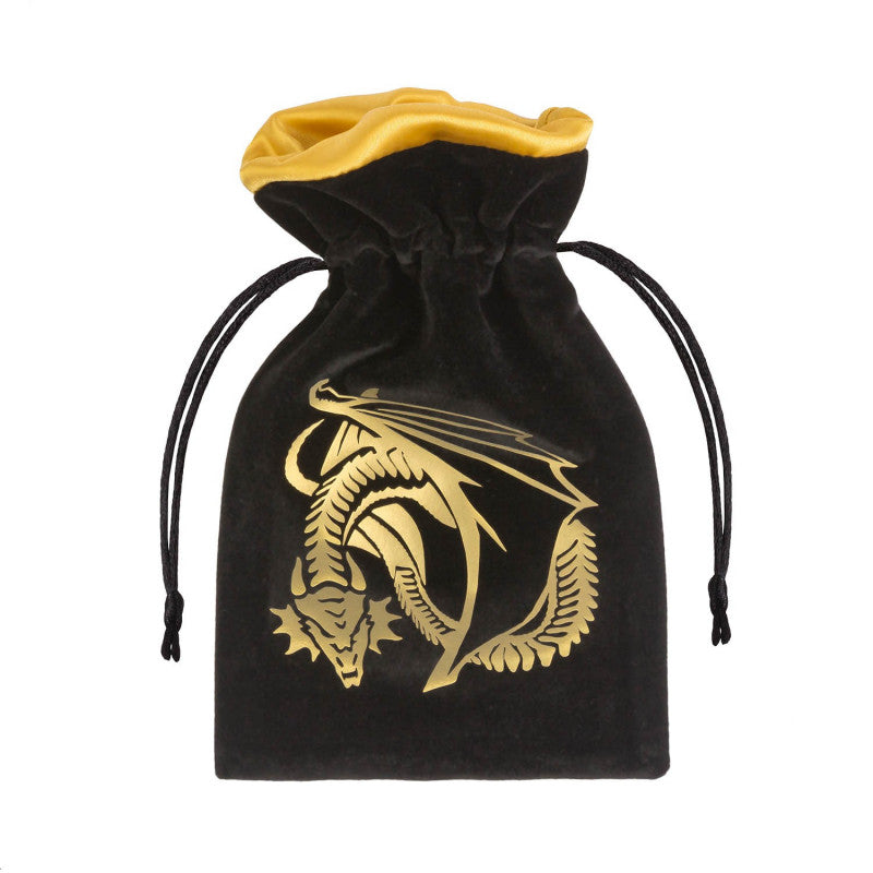 Q Workshop Dragon Black & golden Velour Dice Bag
