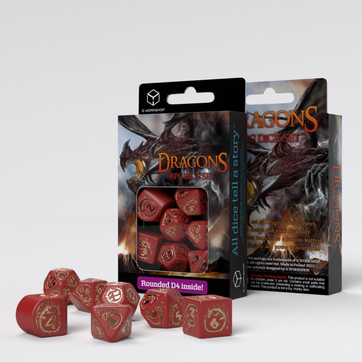 Q Workshop Dragons Modern Dice Set: Ruby