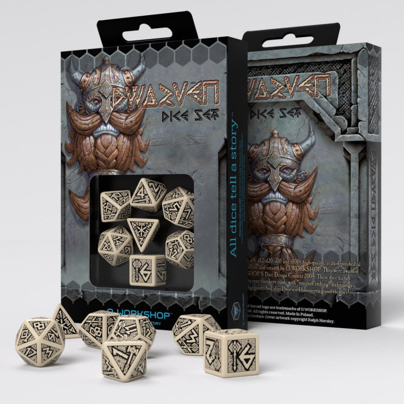 Q Workshop Dwarven Beige & black Dice Set