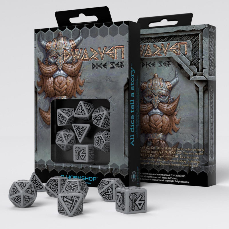 Q Workshop Dwarven Gray & black Dice Set