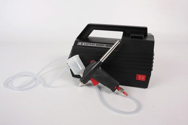 Tamiya 74520D Combo Set: SprayWork Basic Air Compressor w/Airbrush + AC Adapter (8225538506989)