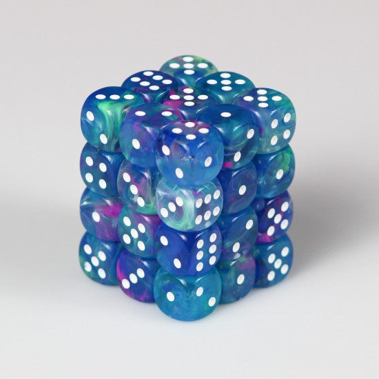 Chessex Festive 12mm d6 Waterlily/white Dice Block (36 dice)
