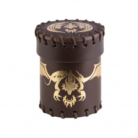 Q Workshop Flying Dragon Brown & golden Leather Dice Cup