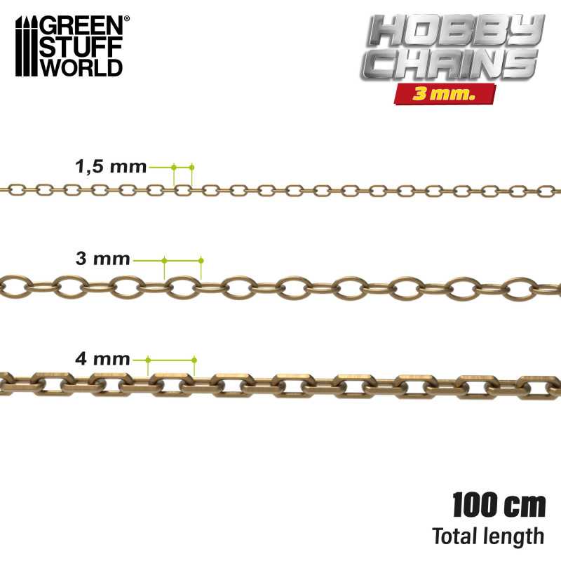 Green Stuff World Hobby Chain 3mm Antique Bronze (1 meter)